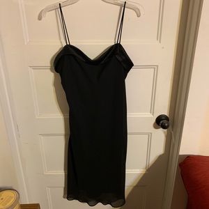Black chiffon/satin spaghetti strap mini dress